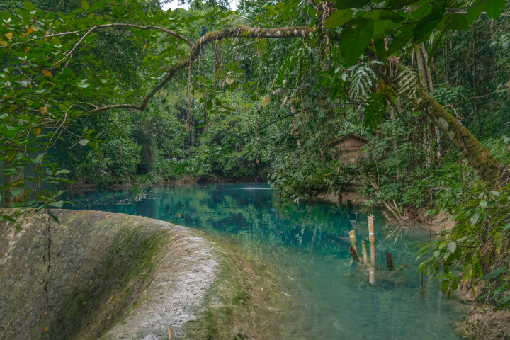 Den turkise elva nedenfor Kawasan Falls i Badian